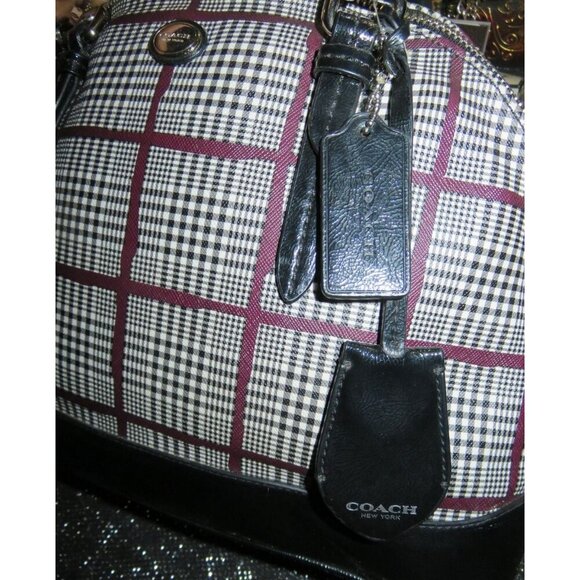Coach 2014 Peyton Glen Plaid Printed Dome Cora Leather Satchel & Matching Wallet - Picture 7 of 16